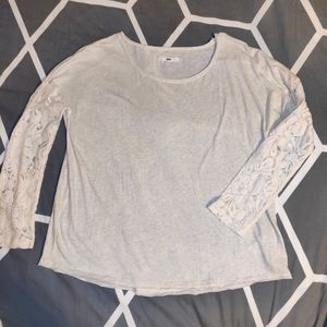 New VANS lace sleeve scoop neck slub tee - size XL